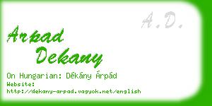 arpad dekany business card