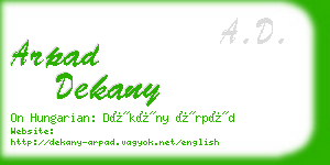 arpad dekany business card